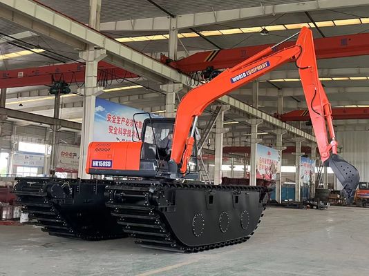 ওয়ার্ল্ড অ্যামফিবিয়াস এক্সক্যাভেটর HK150SD 0.25 থেকে 0.5 M3 নদী পরিষ্কারের মেশিন লং রিচ বুম